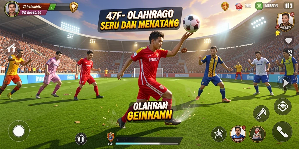 Tampilan gameplay seru dalam 47F dengan aksi olahraga yang mendebarkan.