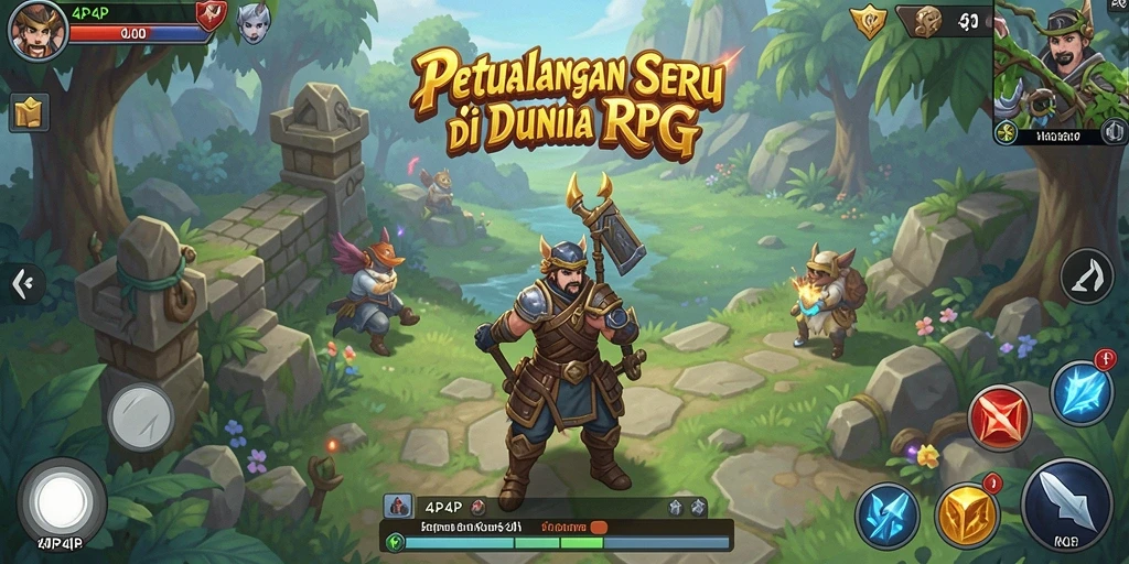 Screenshot utama menunjukkan aksi seru dalam permainan RPG 4P4P.