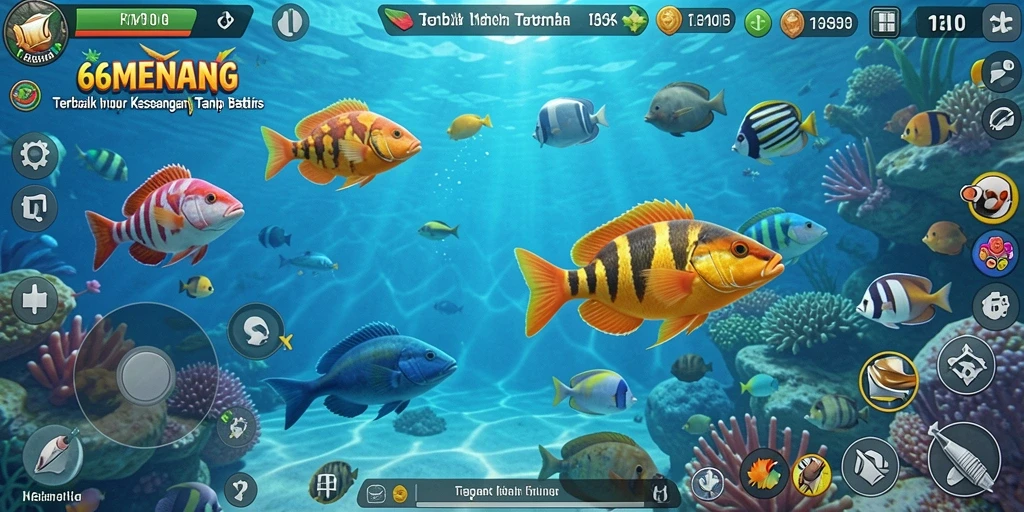 Tangkapan layar menampilkan keseruan gameplay Tembak Ikan di 66MENANG.