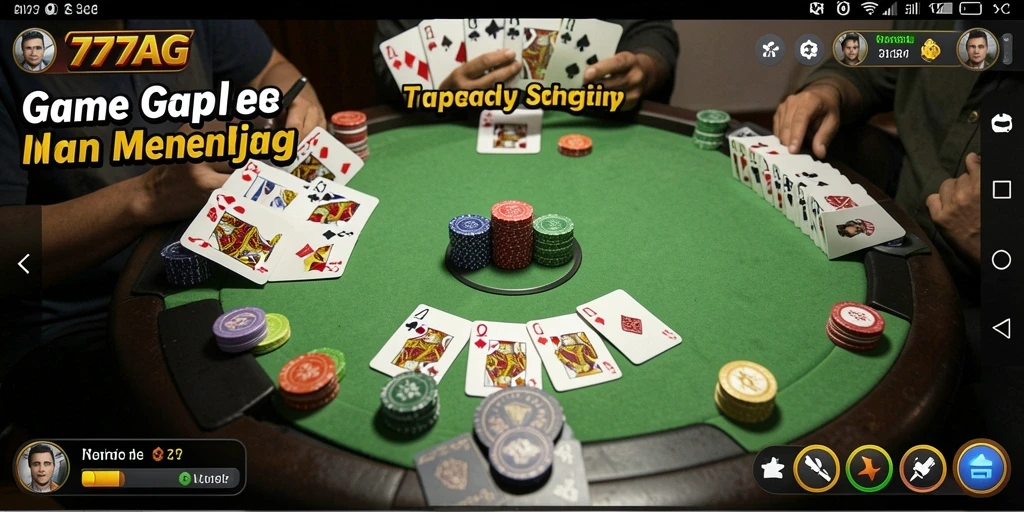 Screenshot gameplay <strong>777AG</strong> menampilkan suasana bermain Gaple yang seru.
