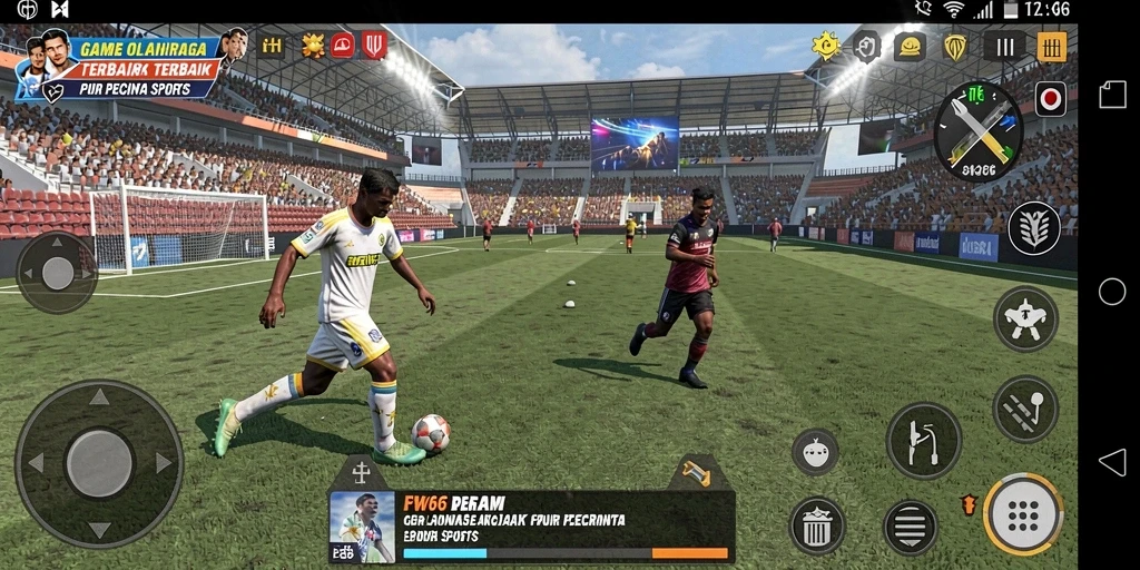 Screenshot menunjukkan gameplay yang menarik dan seru dalam pertandingan olahraga.