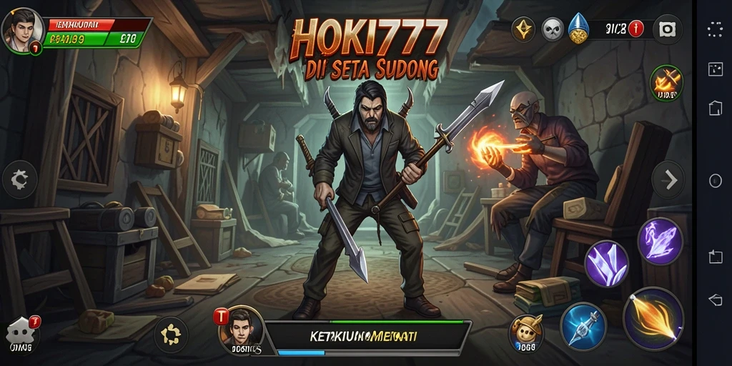 Screenshot HOKI777 menunjukkan suasana gameplay mencekam dan seram.