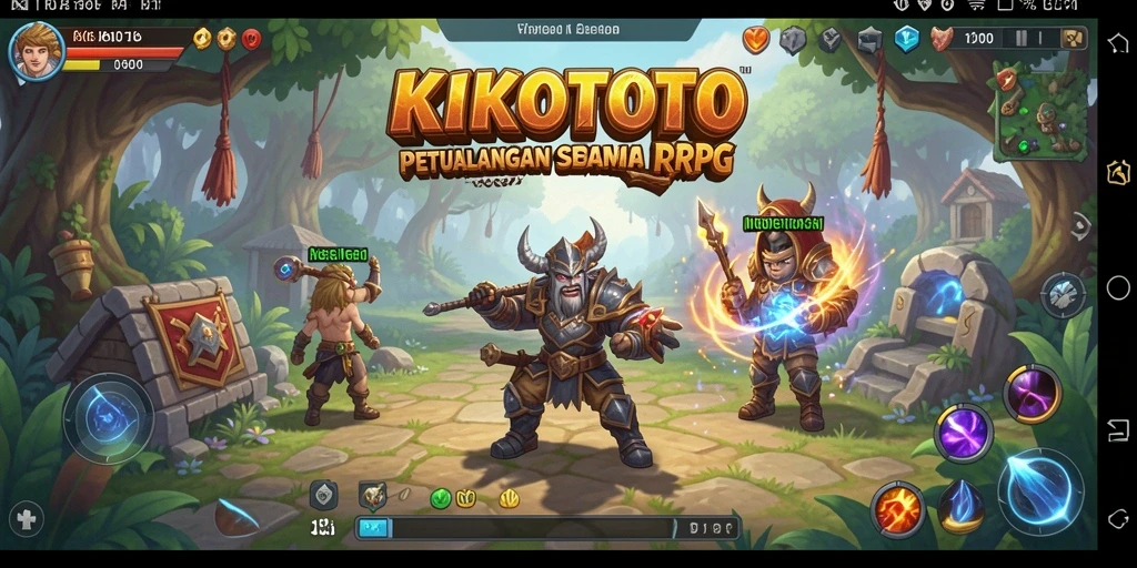 Screenshot KIKOTOTO menampilkan aksi epik dalam permainan RPG.