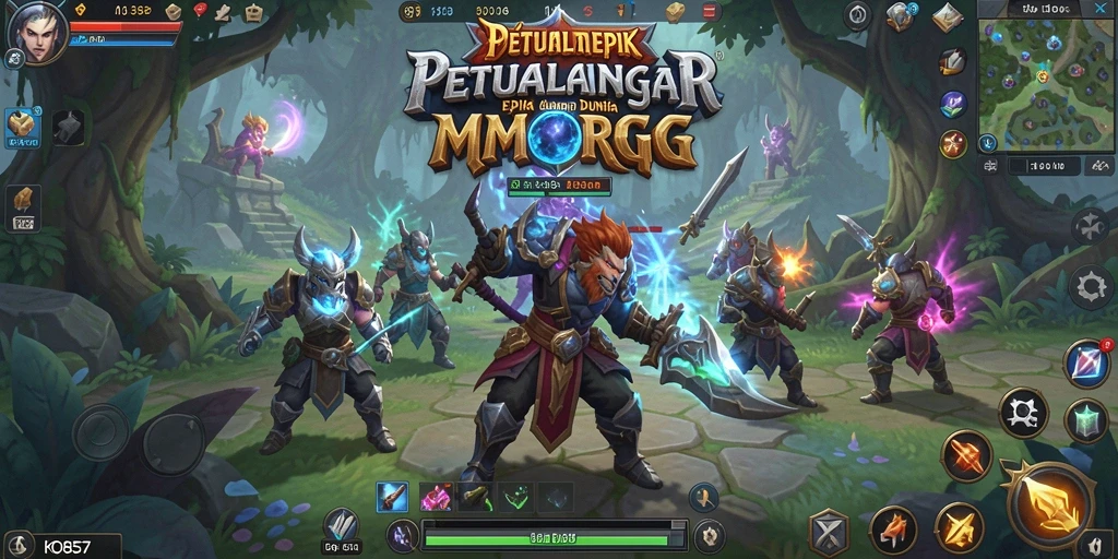 Screenshot gameplay KO857 yang menampilkan pertarungan epik dalam dunia MMORPG.