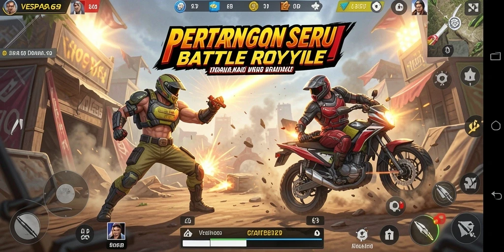 Tangkapan layar permainan VESPA69 yang menampilkan aksi Battle Royale.