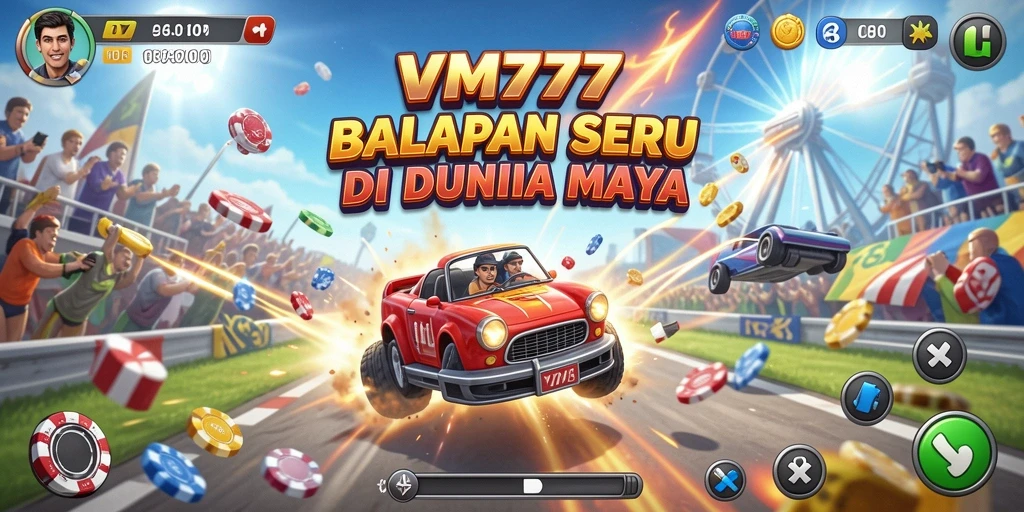 Tampilan gameplay seru dalam balapan VM777 yang mendebarkan.